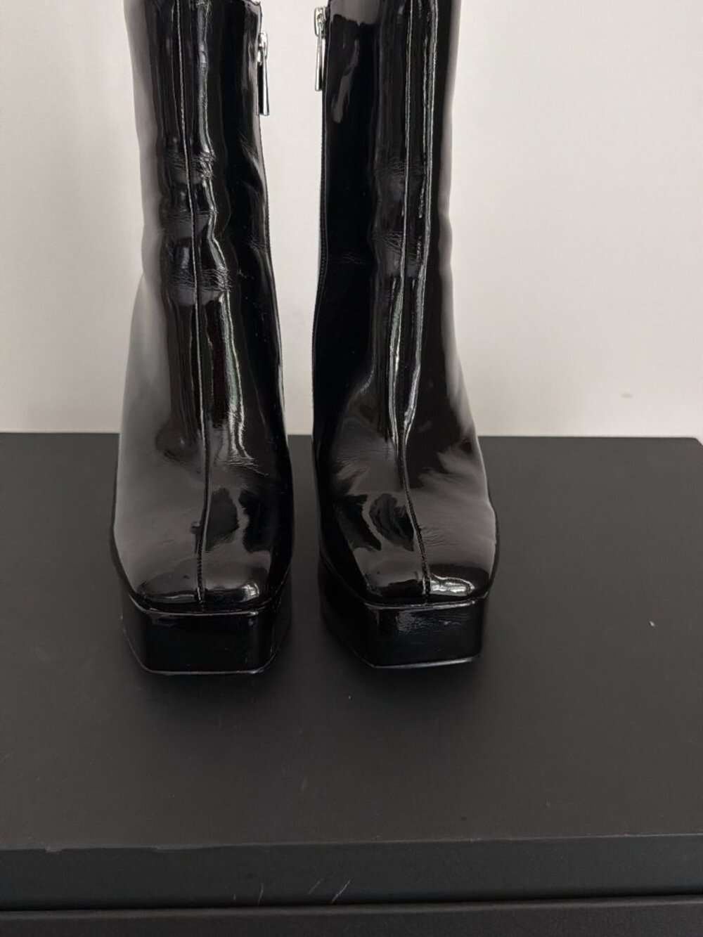 Steve Madden Black Patent Platform Ankle Boots – Size 8M